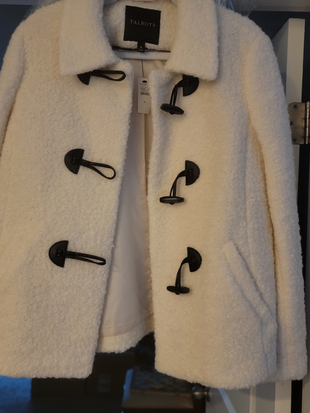 Talbots Cream Bouclé Toggle Coat